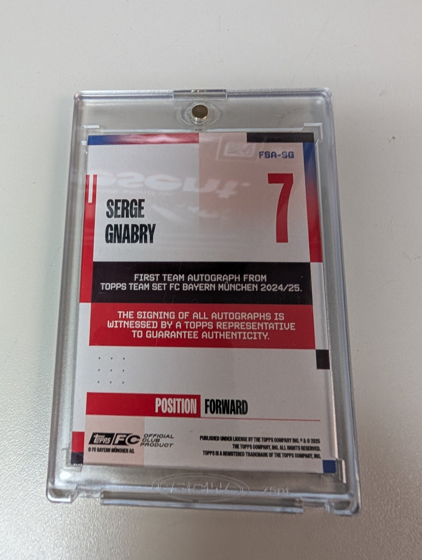 Topps Serge Gnabry Bayern Munich Autographed Card 05/10 #FSA-SG
