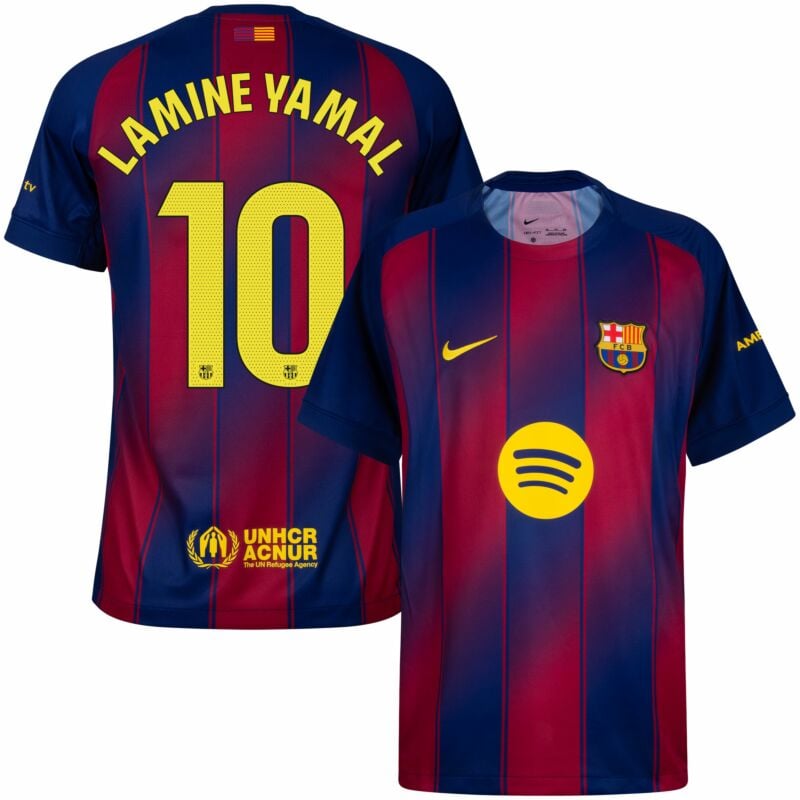 Lamine Yamal #10 Men's FC Barcelona 2025/26 Stadium Home Jersey