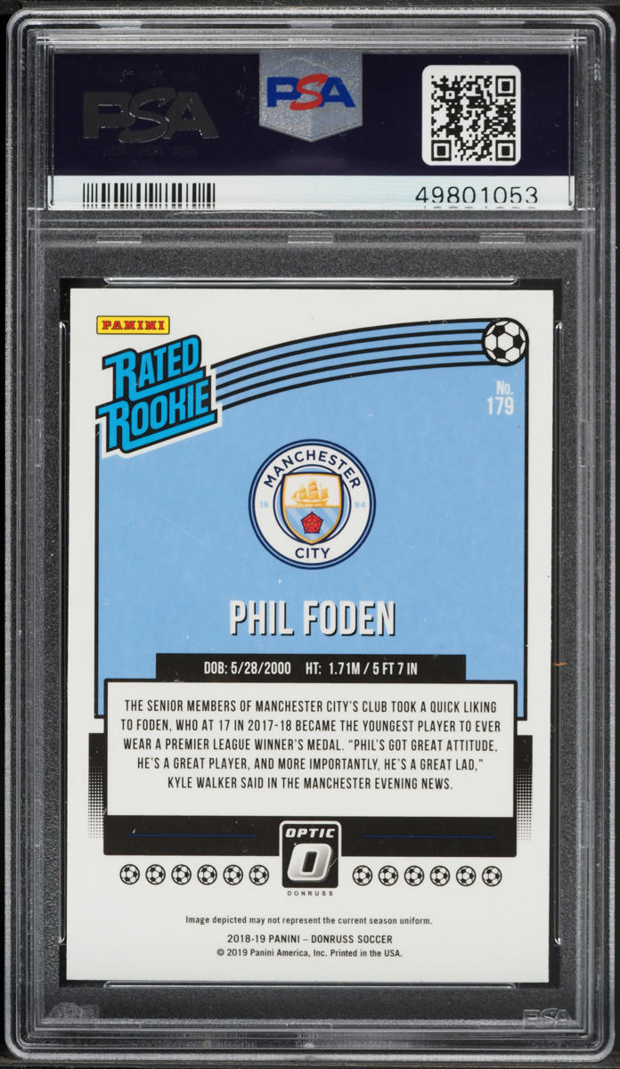2018 Donruss Optic Phil Foden ROOKIE #179 PSA 9 MINT