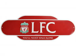 Liverpool F.C. Retro Crest Metal Street Sign Red