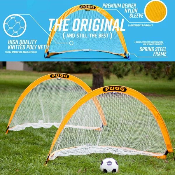 Load image into Gallery viewer, Set of 2 Pugg Pop Up Soccer Training Goals Natural Grass