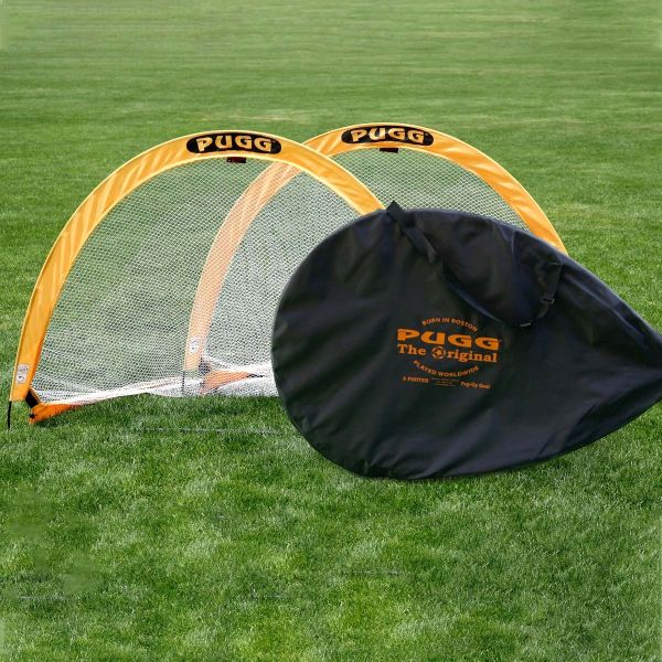 Load image into Gallery viewer, Set of 2 Pugg Pop Up Soccer Training Goals Natural Grass