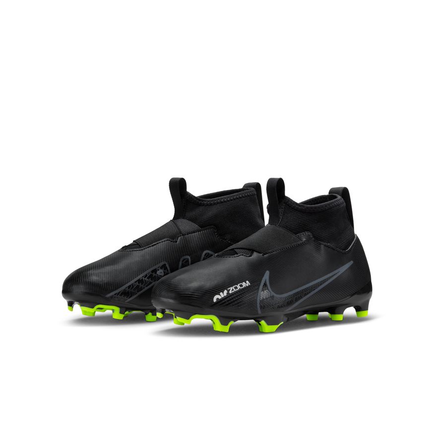 Nike Jr. Zoom Mercurial Superfly 9 Academy Soccer Cleats Black Laceless