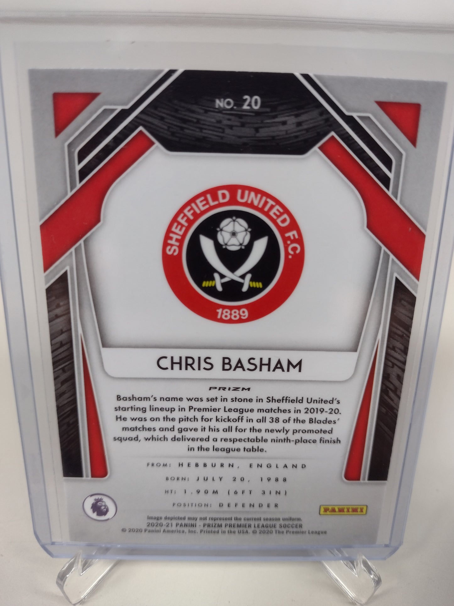 Chris Basham Sheffield United Panini Prizm Red Pulsar Premier League 2020-21 Card #20