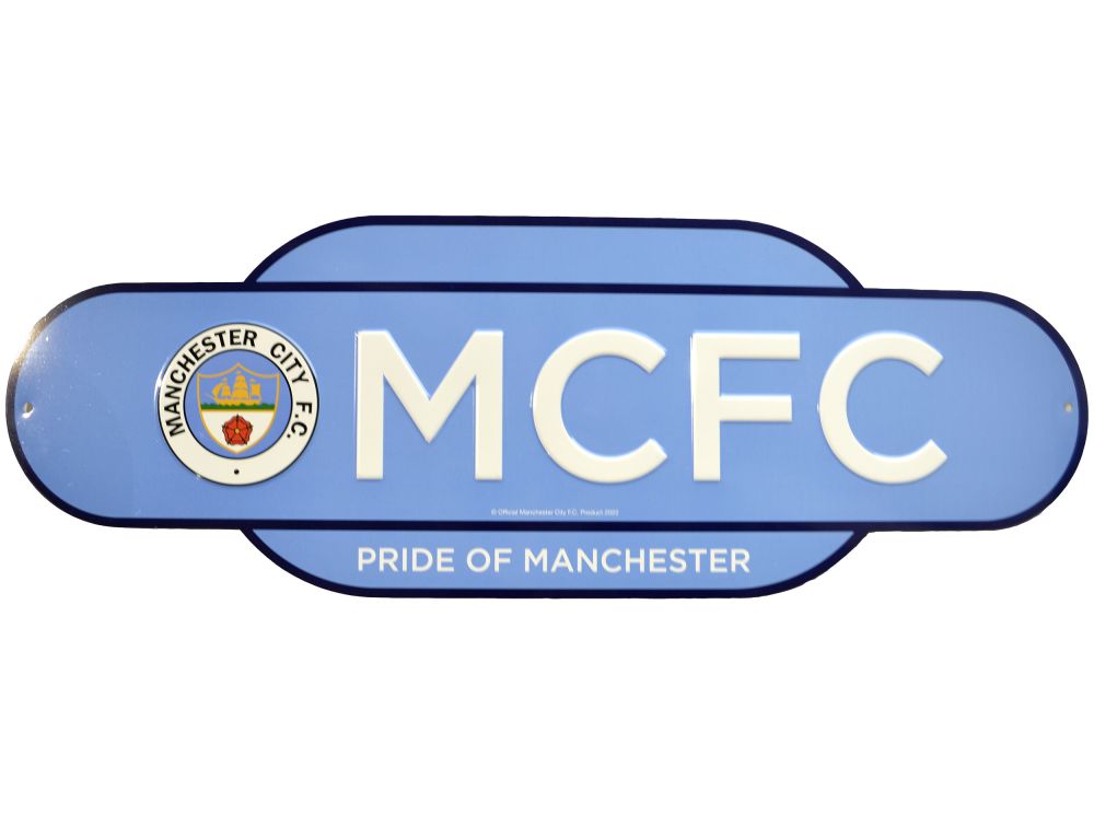 Manchester City Retro Crest Metal Street Sign