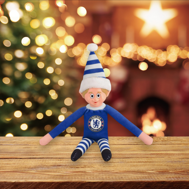 Load image into Gallery viewer, Chelsea FC Team Crest Christmas Elf on a Shelf
