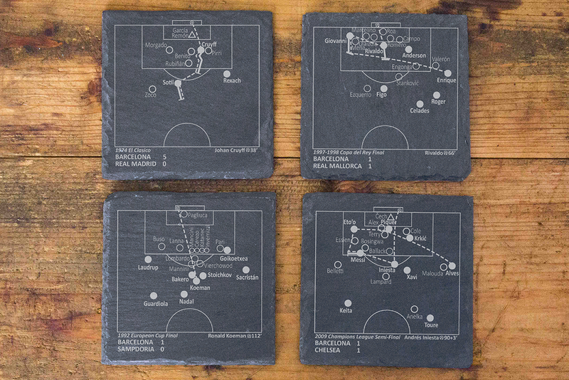 Load image into Gallery viewer, Greatest Barcelona Plays: Slate Coasters (Set of 4)

