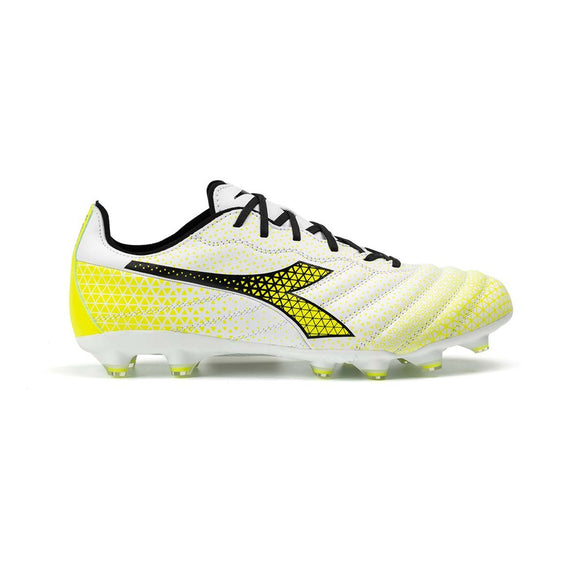 diadora Brasil Elite GR LT LP12 Soccer Cleats White Neon Yellow Black
