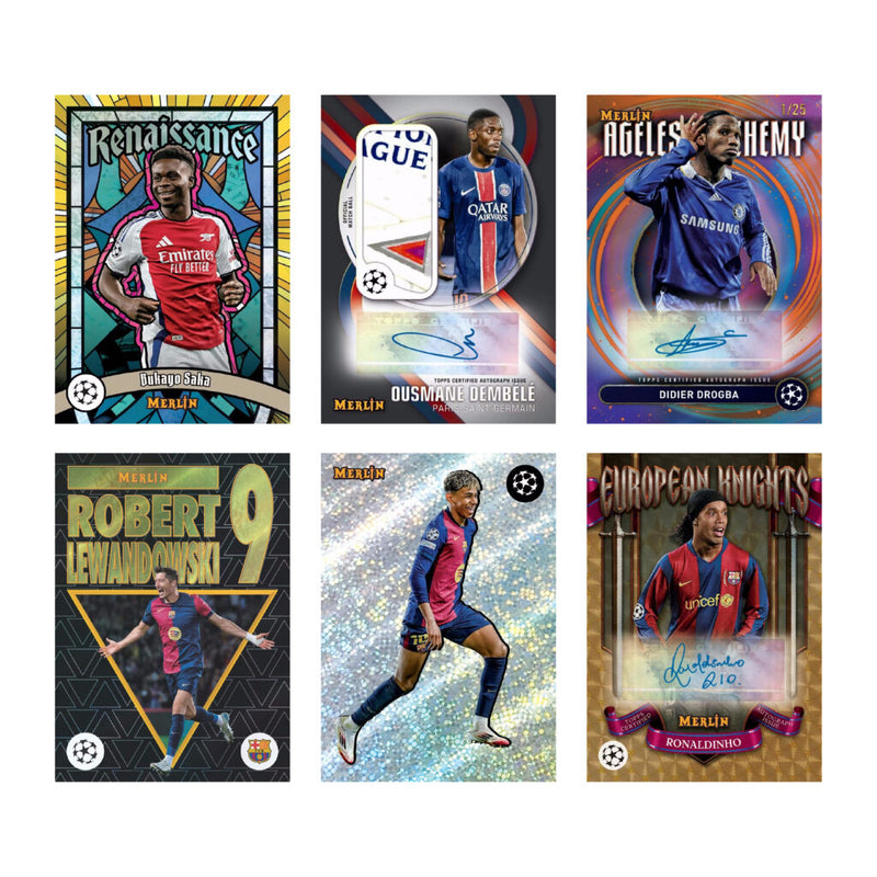 Load image into Gallery viewer, 2024-25 Topps Chrome Merlin UEFA Club Competitions Cards Blaster Box
