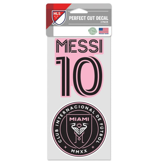 Inter Miami CF Perfect Cut Decal Set of two 4"x4" Lionel Messi