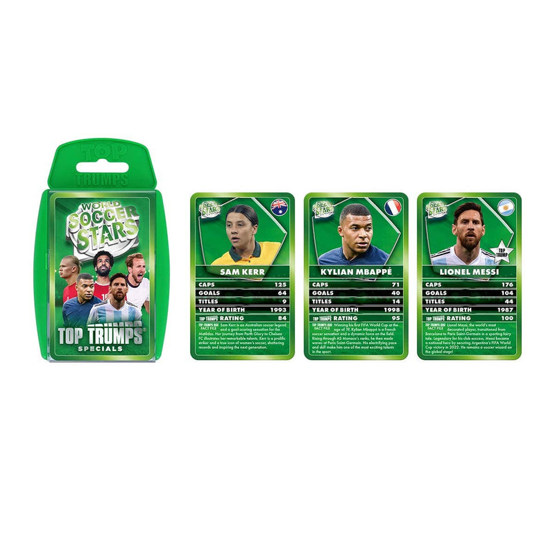 Load image into Gallery viewer, World Soccer Stars Green Top Trumps Card Game
