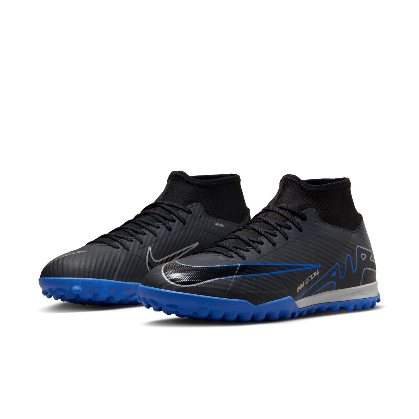 Nike Zoom Superfly 9 Academy TF Turf Soccer Shoes Black Chrome Royal