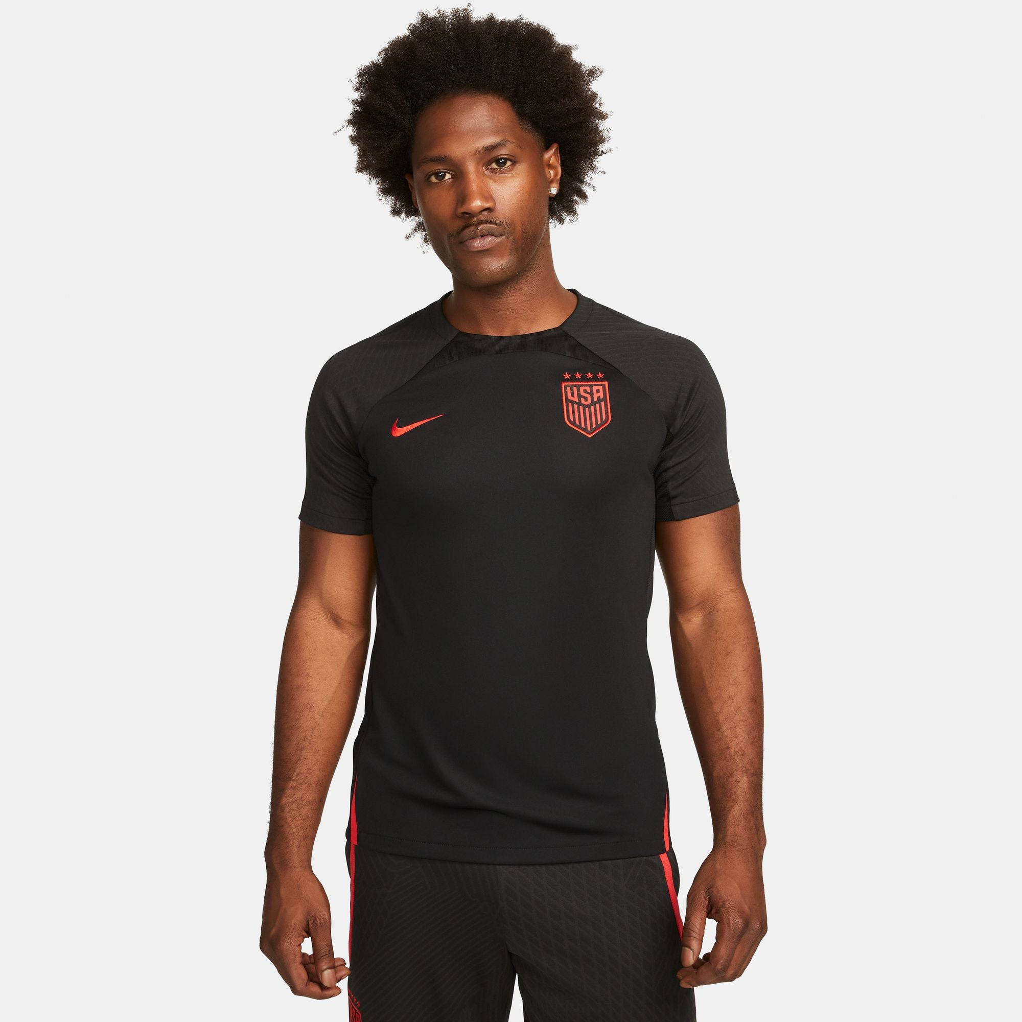 Nike Men's USA DF Strike SS Top - Black/Speed Red, M