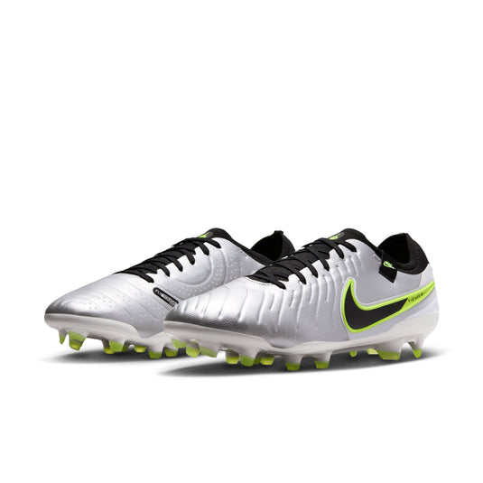 Nike Tiempo Legend 10 Pro FG Metallic Silver Black Volt