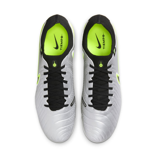 Nike Tiempo Legend 10 Pro FG Metallic Silver Black Volt