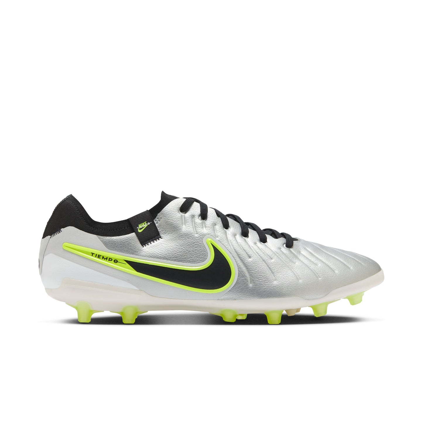 Nike Tiempo Legend 10 Pro AG Metallic Silver Black Volt