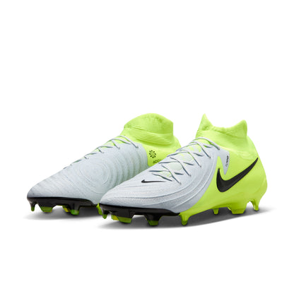 Nike Phantom Luna 2 Pro FG High-Top Soccer Cleats Metallic Silver Black Volt