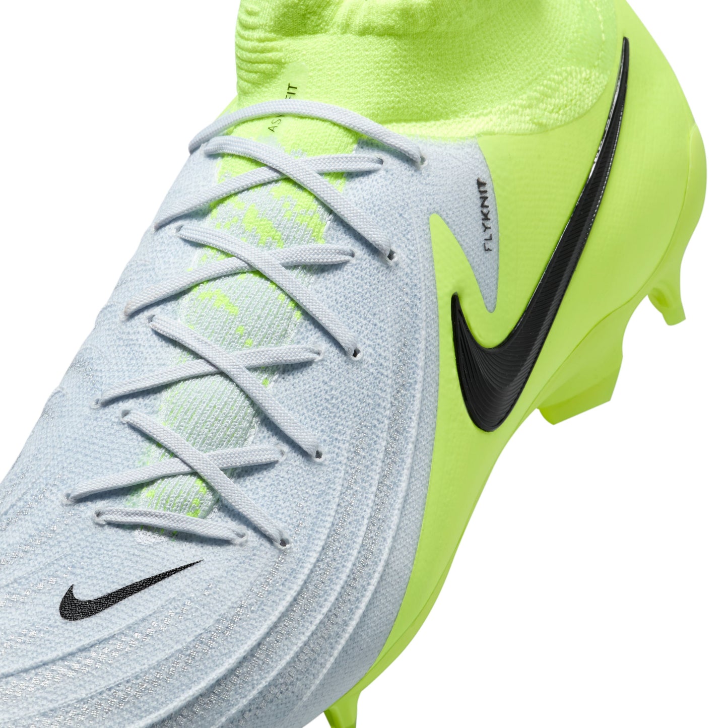 Nike Phantom Luna 2 Pro FG High-Top Soccer Cleats Metallic Silver Black Volt