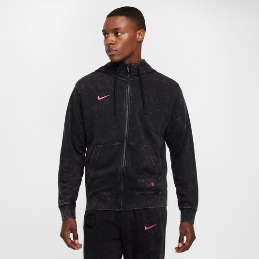 Nike Chelsea FC Zip Hoodie Black Pink