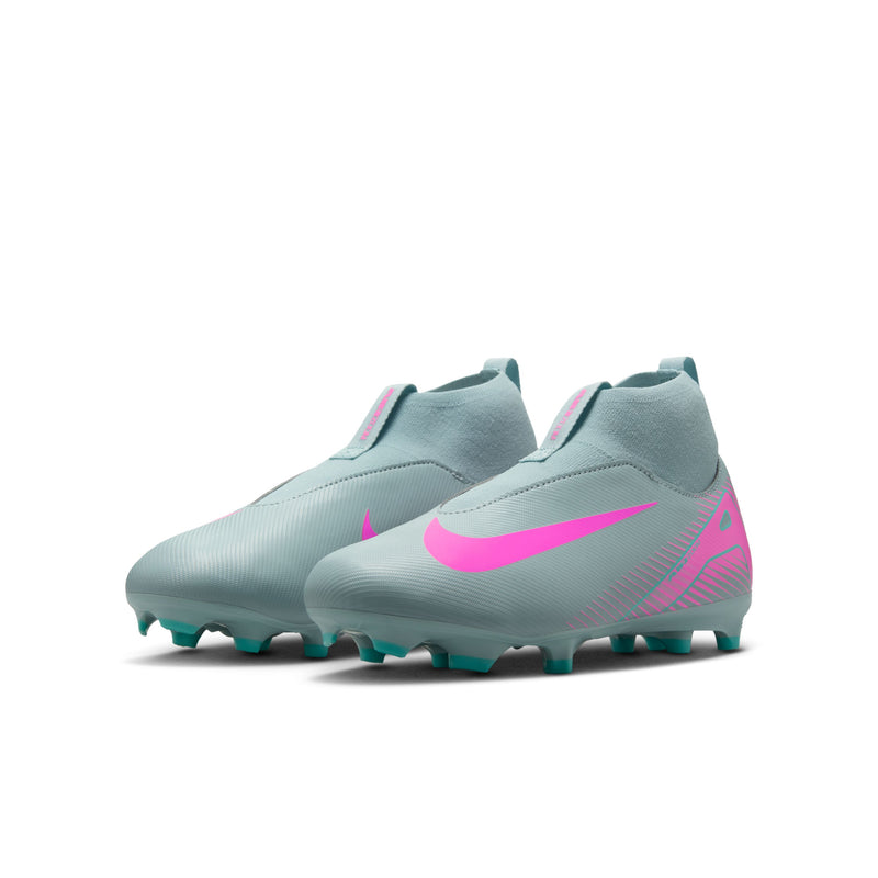 Load image into Gallery viewer, Nike Jr. Zoom Superfly 10 Academy FG/MG Blue Pink Laceless
