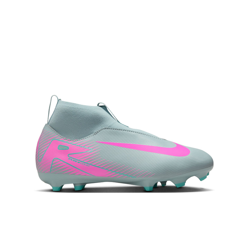 Load image into Gallery viewer, Nike Jr. Zoom Superfly 10 Academy FG/MG Blue Pink Laceless
