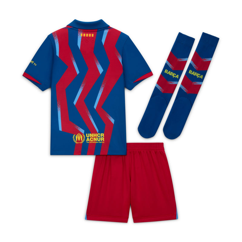 Load image into Gallery viewer, FC Barcelona 2025/26 Stadium Fourth Little Kids' Nike Soccer Replica 3-Piece Kit
