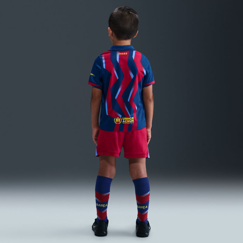 Load image into Gallery viewer, FC Barcelona 2025/26 Stadium Fourth Little Kids' Nike Soccer Replica 3-Piece Kit
