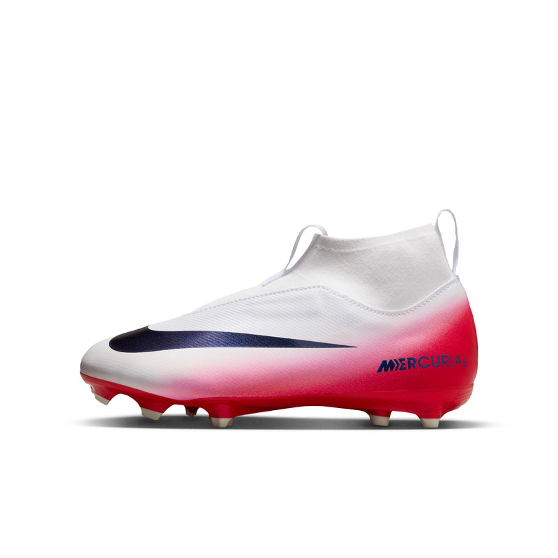 Load image into Gallery viewer, Nike Jr. Zoom Superfly 10 Academy FG/MG White Red Laceless

