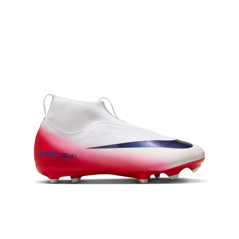 Load image into Gallery viewer, Nike Jr. Zoom Superfly 10 Academy FG/MG White Red Laceless
