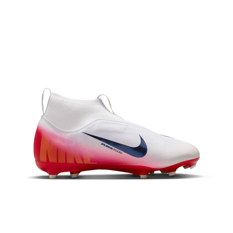Load image into Gallery viewer, Nike Jr. Zoom Superfly 10 Academy FG/MG White Red Laceless
