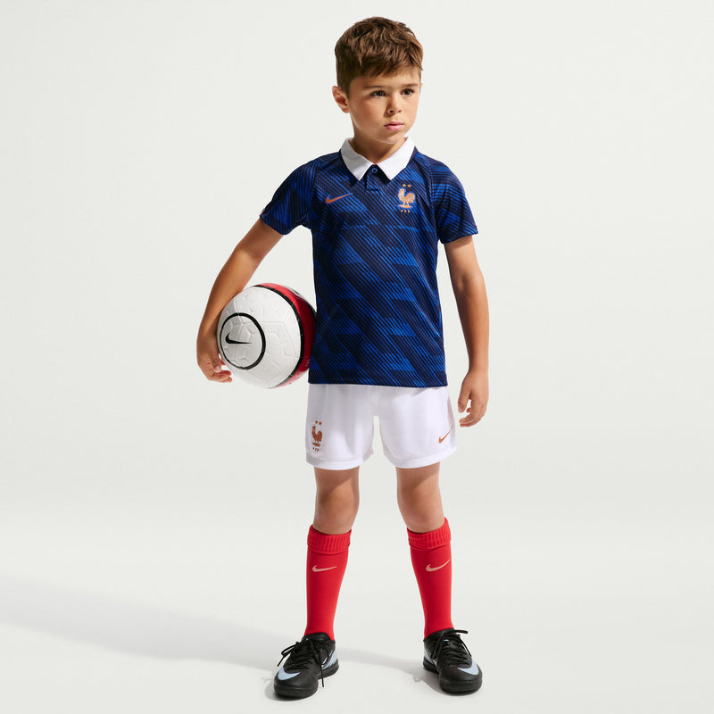 Load image into Gallery viewer, France 2026 Stadium Home Little Kids' Nike Soccer Replica 3-Piece Kit
