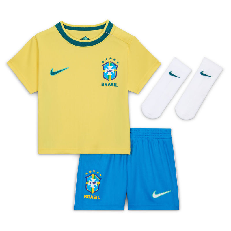 Load image into Gallery viewer, Brazil 2026 Stadium Home Baby/Toddler Nike Soccer Replica 3-Piece Kit
