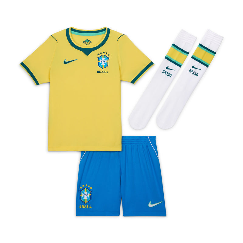Load image into Gallery viewer, Brazil 2026 Stadium Home Little Kids' Nike Soccer Replica 3-Piece Kit

