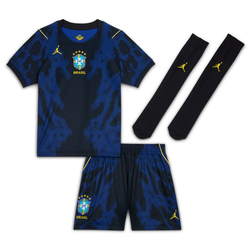 Load image into Gallery viewer, Brazil 2026 Stadium Away Little Kids' Jordan Soccer Replica 3-Piece Kit
