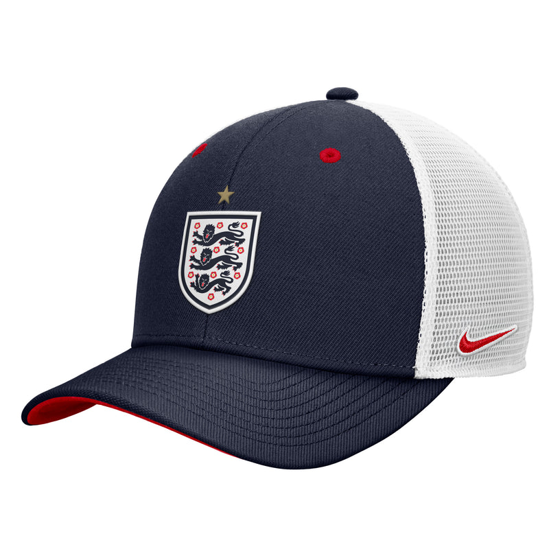 Load image into Gallery viewer, Nike England Rise Trucker Three Lions Logo Hat Navy White
