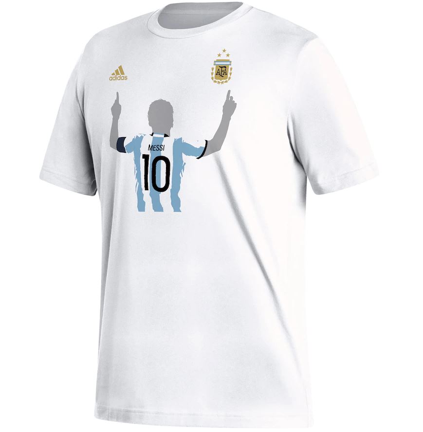 adidas Argentina 2022 World Cup Winners Tee Messi Celebration #10 Messi Silver