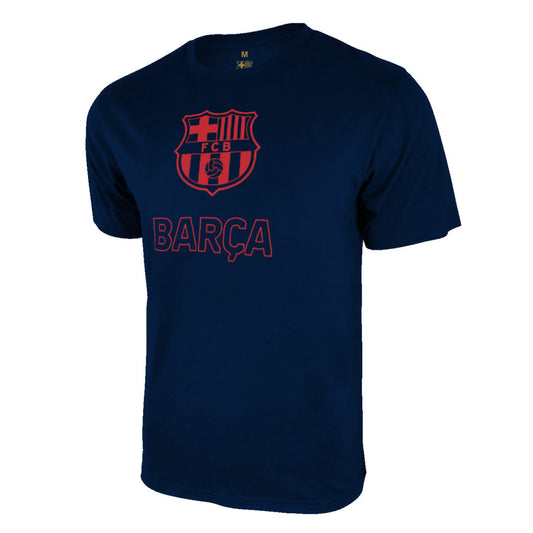 FC Barcelona – Navy Team Crest Poly Cotton T-Shirt