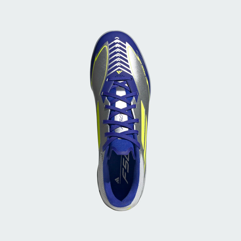 Load image into Gallery viewer, adidas F50 League Messi Turf Soccer Shoes Silver Yellow Blue
