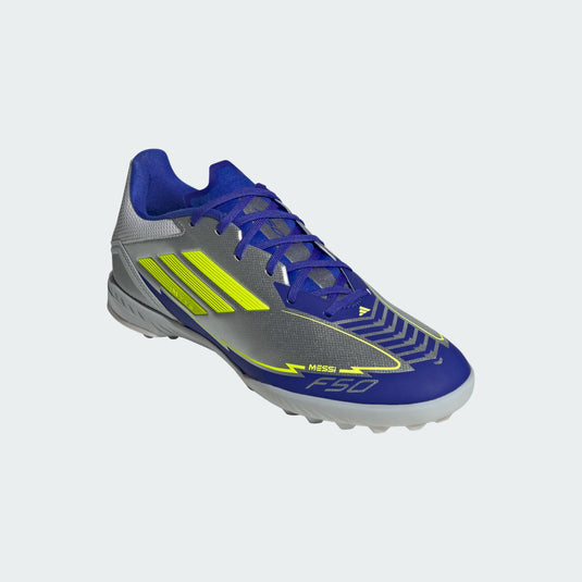 adidas F50 League Messi Turf Soccer Shoes Silver Yellow Blue