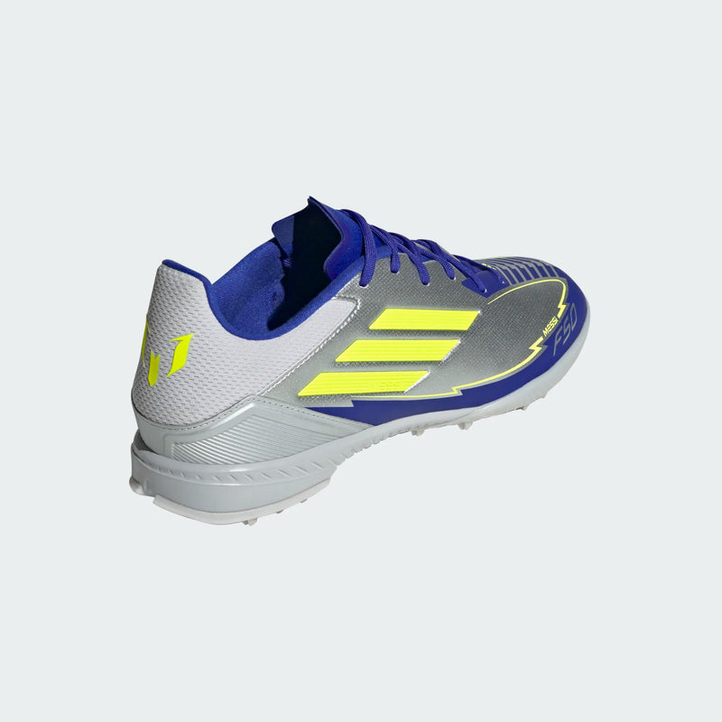 Load image into Gallery viewer, adidas F50 League Messi Turf Soccer Shoes Silver Yellow Blue
