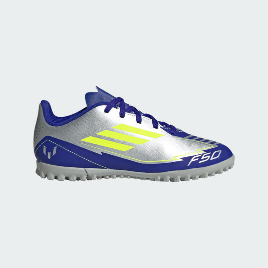 adidas F50 Club TF Soccer Shoes Youth Messi Silver Blue Yellow