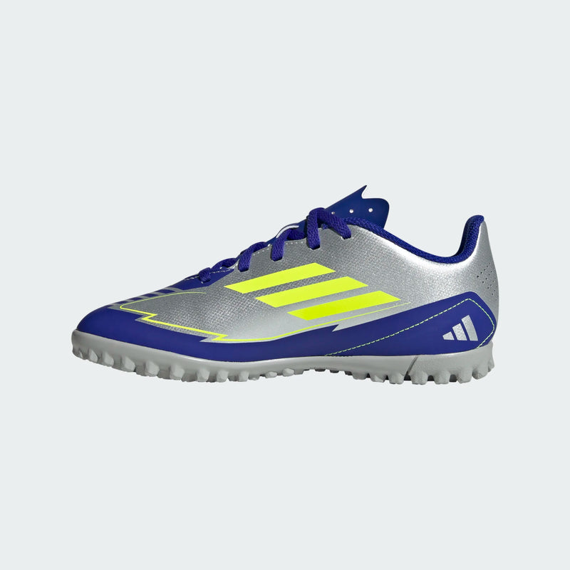 Load image into Gallery viewer, adidas F50 Club TF Soccer Shoes Youth Messi Silver Blue Yellow
