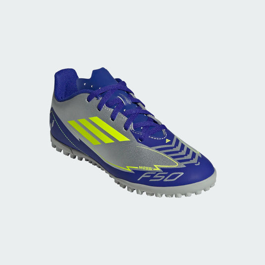 adidas F50 Club TF Soccer Shoes Youth Messi Silver Blue Yellow