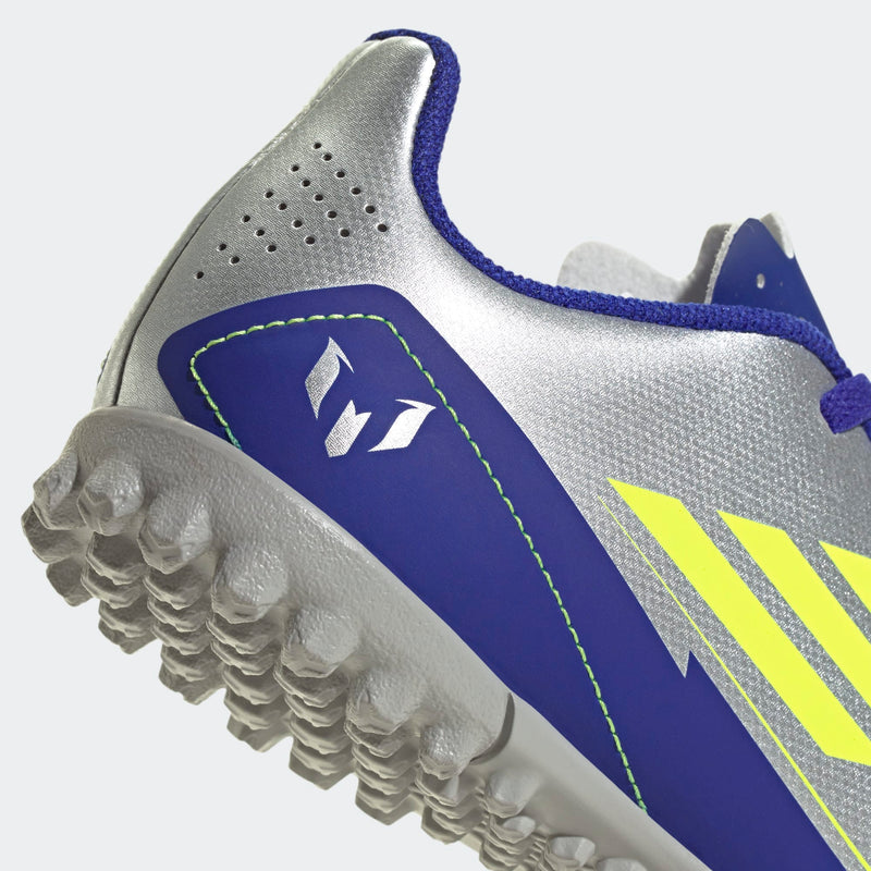 Load image into Gallery viewer, adidas F50 Club TF Soccer Shoes Youth Messi Silver Blue Yellow
