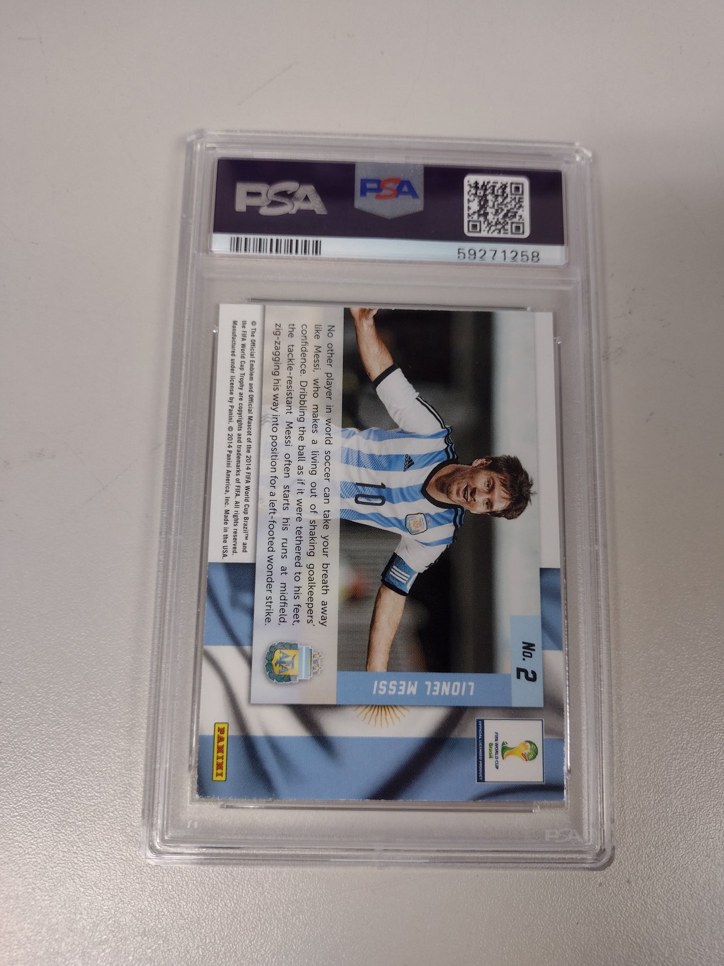 2014 Panini Prizm Lionel Messi World Cup Net Finders PSA 8