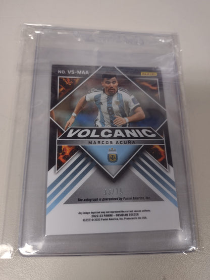 2022-23 Obsdian Soccer Electric Etch Orange Volcanic Marcos Acuna AUTO 33/75