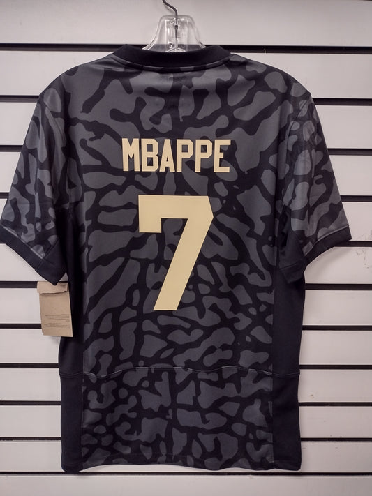 Mbappe #7 Nike Jordan Men's PSG 2023/24 Stadium Third Jersey Black