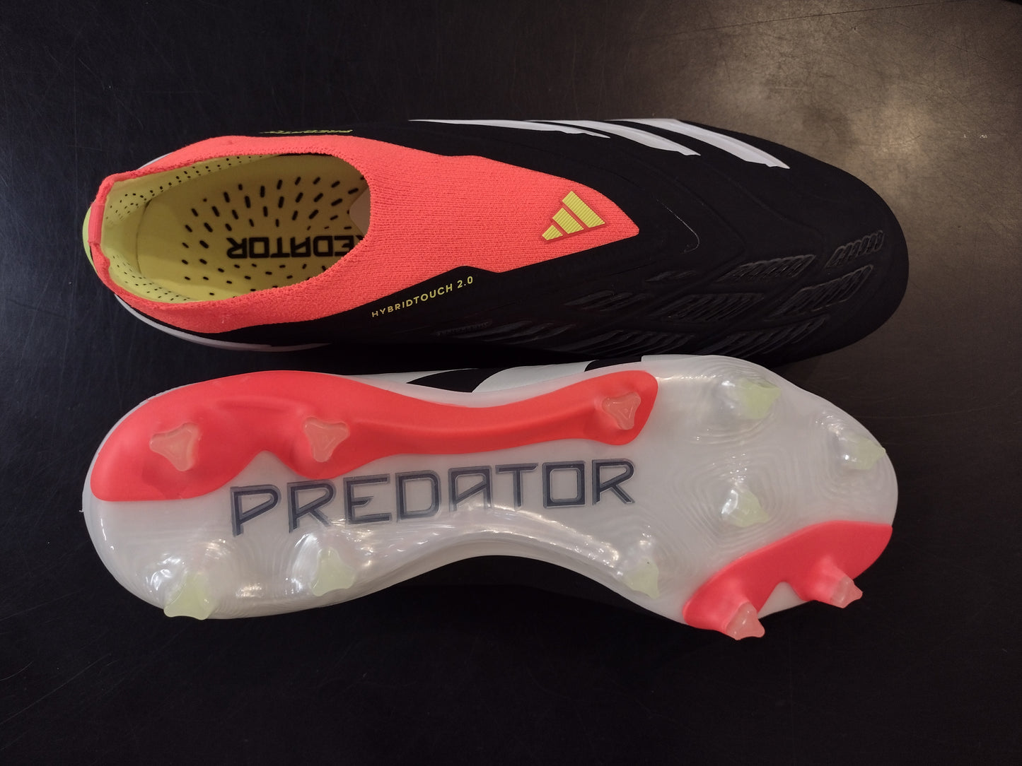 adidas Predator 24 Elite LL Laceless FG Soccer Cleats Black White Solar Red
