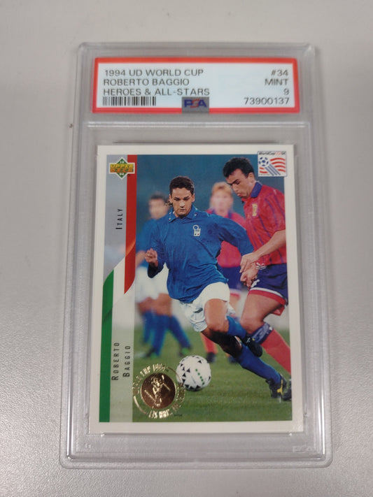 1994 Upper Deck World Cup Roberto Baggio Italy Heros & All Stars PSA 9