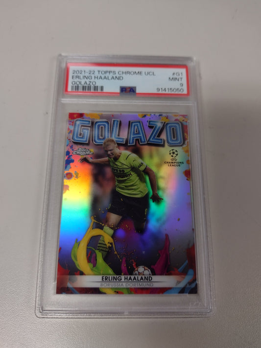 2021/22 Topps Chrome UCL Haaland Golazo PSA 9